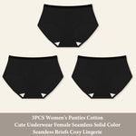 3Pcs/Set Women's Seamless Cotton Briefs Women Panties Solid Color Breathable Underwear Female Low Waist Soft Lingerie S-XXL