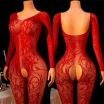Sexy Body Lingerie Bodysuit Hanging Neck Bodystockings Erotic Crotchless Women Fishnet Hollow Open Bra Underwear Black Stockings