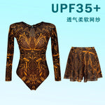 2026 Printed Long Sleeve Swimsuit Sexy Swimwear Women Backless Surf Swim Suit Slimming Bathingsuit Bikini Bodysuit Beachwear