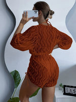 2024 3PCS Lace Hollow Out Bikini For Women Sexy Swimwear Female Pleated Cover Up Swimsuit Beach Wear New Brazilian Bathing Suit