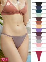 4Pcs Cotton Lace Panties Sexy G-String Women's Underwear Low Waist Comfortable Lingerie Briefs Adjustable Waist Thong Intimates