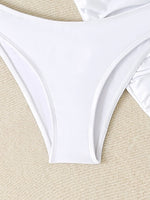 New White 3 Pieces Starfish Bandeau Bikini Set Swimsuit Women Swimwear with Sarong Skirts Dress Beach Wear Cut Out Bathing Suit