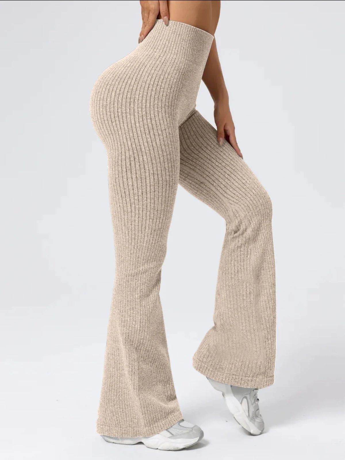 Women's High-Waist Bell Bottom Pants Sporty Tight Fit Comfortable Elastic Design Ideal for Exercise And Daily Wear