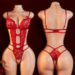 TransparentLace Lingerie Deep V Hollow Open Bra Erotic Lingerie Set Sexy Crotchless Bodysuit Temptation Pajamas Hot Underwear