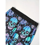Hallowmas Skull Flower Print Pants Woman 2025 Plus Size Elastic Waist Wide Leg Pant Casual Large Full-length Trousers
