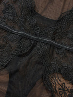 Black Lace Bodysuit with Floral Embroidery Sexy High-Waist Triangle Panties Strap Design Shapely Cutout to Highlight Women's Cur