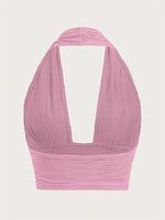 Sexy Solid Backless Crop Halter Top Women Summer 2024 Y2K Clothes Grunge High Street Style Club Sleeveless Cami Top Streetwear