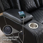 TODRANI Power Reclining Sofa 0 Gravity w/ Wireless Charger,LED Floor Lights,Reading Light, Drop-down Table USB/Type-C Port(070)