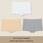3Pcs Women's Seamless Sports Boxers Underwear Female Solid Color Panties Comfortable Brief Cozy Lingerie Intimate Underpant S-XL