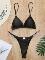 Diamond Swimwear Women 2025 Sexy Pink Micro Bikini Brazilian Black Rhinestone Thong Swimsuits Beach Push Up Bathing Suit Biquini