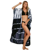 Beach Cover Ups for Swimwear Women Black Tie Dye Kimono Swimsuit Cape Summer Dress 2022 Beachwear Outfits Sales