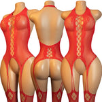 Desire Night EroticOpen Back Bras BodySuits Hanging Neck Bodystockings Crotchless Lingerie Women Sexy Mesh Hollow Underwear Set