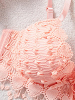 Daily Knitted Bra for Women Sexy Heart Lace Patchwork with Lace Trim Sexy Bras Comfortable Non-Padded Solid Women's Push up Bra