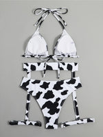 Sexy With Garter Spots Halter Bikini Female Swimsuit Women Swimwear Three-pieces Bikini set Bather Bathing Suit Swim Lady K4439