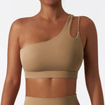 Comfort Single Strap Yoga Bra Chest Pad Running Sports Bra Gym Top Women Stretch Pull Up Underwear Women Vest Fitness Tank Top