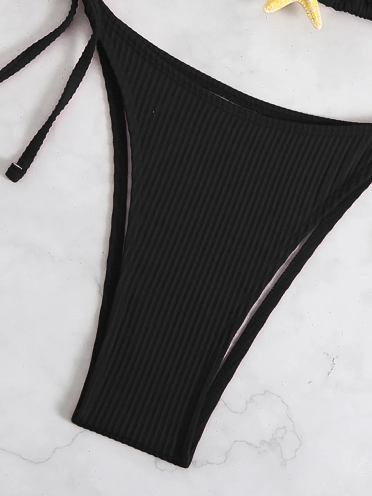 Sexy Black Micro Bikini 2025 Women Starfish Ornament Push Up Bra Tie Side Thong Swimsuit Summer Bathing Suit Holiday Swimwear