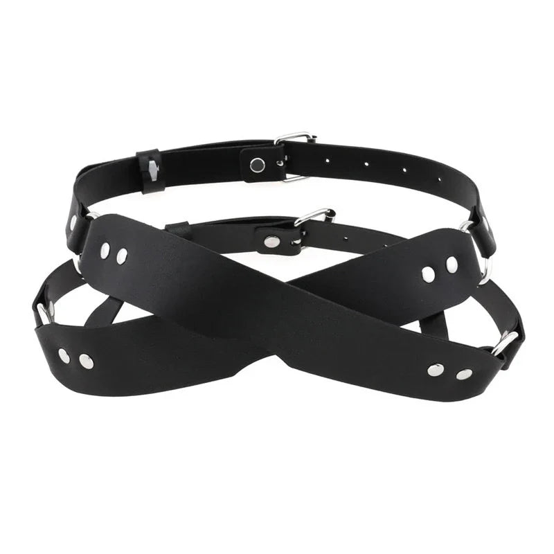 Cosplay Exotic Leather Mask Women Men Games Half Face Mask BDSM Bracelet Adjustable For Couples Bondage Set Adult Toys Supplies