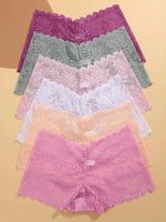 6PCS Women Lace Boxers Briefs Sexy Seamless Breathable Low Waist Female Underwear Solid Color Intimates High Elastic Lingerie