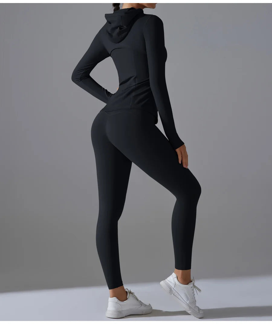 New Yoga Set 2PCS Sports Outfits Women Clothes Fitness Tracksuit Gym Legging Workout Long Sleeved Female Yoga Suit Sportswear