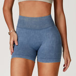 High Waist Yoga Shorts Women Sand Washed Yoga Shorts Workout Shorts Fitness Yoga Lift Butt Fitness Yoga Gym Running Short Pants