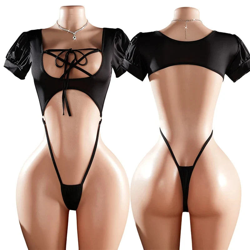 Sexy Lingerie Women Crotchless Hollow Pajamas Erotic Costume TeddyBackless Office Exotic Outfit Role Play Bondage Underwear