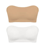 Women's Sexy Strapless Push Up Bra Removable Padded Seamless Ice Silk Top Women Invisible Beauty Back Anti-slip Off-shoulder Bra
