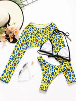 2023 Leopard Print Bikinis 3 Piece Sets Women Sexy Swimwear Female Low Wais Swimsuit Lace Up Micro Bikini Set Beach Bathing Suit