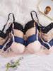 4PCS Plus Size Lace Women's Underwear Set Underwire Push Up Bra Rhinestone Bow Comfort B C D Thin Cup Bras Women test