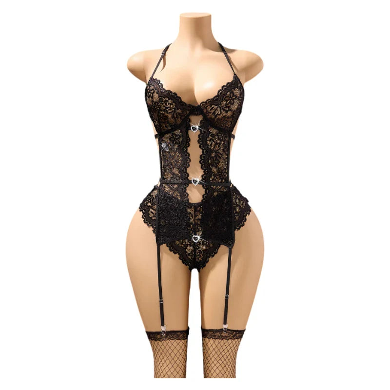 18 Sexy Erotic Lingerie Women Bra And Panty Garters See Through Lingerie Sets Role Play Female Thin Sexy Bras Underwear Set