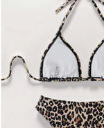 2025 New Women's Black Ground White Dot Printed Swimsuit Halter Neck Low Waist Bikini Set For Summer Female Swimwear Brazilian