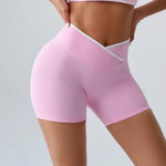 Sports Shorts Cross Waist Women Shorts Women Cycling Jogging Fitness High Waist Push Up Gym Shorts Leggings Women Yoga Clothing