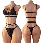 Sexy Lingerie Open Bra Set Transparent LaceDeep V Open Bra And Panty Sets Erotic Costumes Women Sleepwear Plus Size Underwear