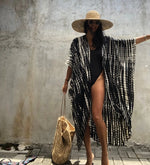Beach Cover Ups for Swimwear Women Black Tie Dye Kimono Swimsuit Cape Summer Dress 2022 Beachwear Outfits Sales