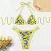 Lemon Flower Print Swimwear Halter String Triangle Bikini Mini Micro Thong Sexy Swimsuit Women 2026 Bather Bikinis Sets De Mujer test