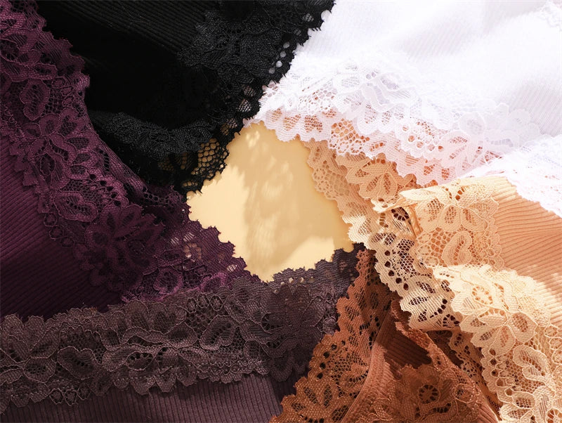 4Pcs Sexy Cotton Lace Panty Women Low Waist Panties Underwear S-XL Solid Color Ladies Briefs Lingere Underware Comfortable Women
