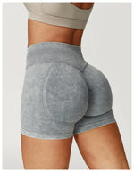 High Waist Yoga Shorts Women Sand Washed Yoga Shorts Workout Shorts Fitness Yoga Lift Butt Fitness Yoga Gym Running Short Pants