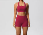 2PCS Yoga Set Gym Clothes Sportswear Women Tracksuit Fitness Tracksuit Workout Suit Sports Bra Gym High Waist Push Up Shorts