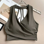 Women's Cross Back Sports Bra Shock Resistant Gathered Sexy Gym Running Bra Summer Yoga Vest Outdoor Comfortable Fitness Wear