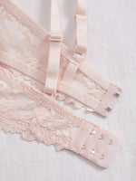 3Pcs Floral Lace Women's Underwear Set Daily Push-Up Bra Rhinestone Breathable Mesh Bra for Women