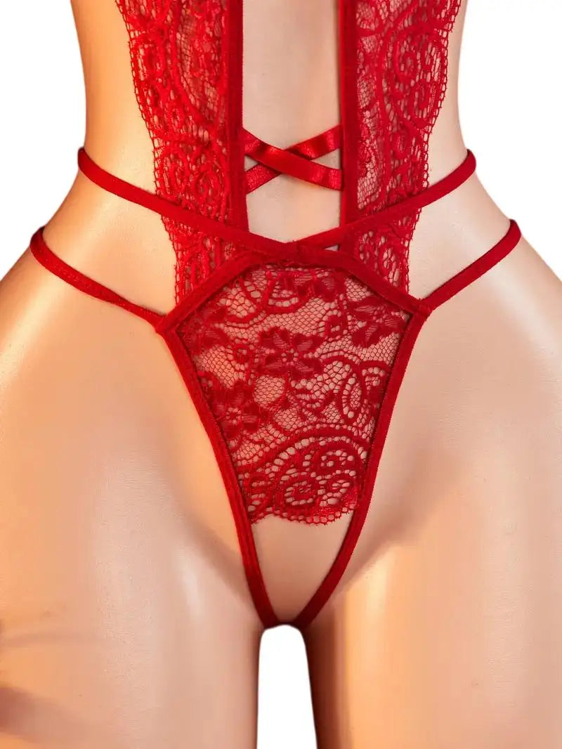 Sexy Lingerie Woman Lace Transparent Underwear Sexua Temptation Teddy Lingerie Deep V Open Bra Hot Dress Crotchless Bodysuits