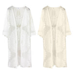 One SizeSexy Lace Up Summer Beach Cover Up Solid Color Women Beach Dress Flower Embroidery Women Clothes
