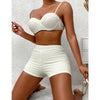 White Swimwear Female Two Pieces Tankini Sets 2024 New Sports Push Up Swimsuit Women Beach Wear Swimming Bathing Suits Shorts test