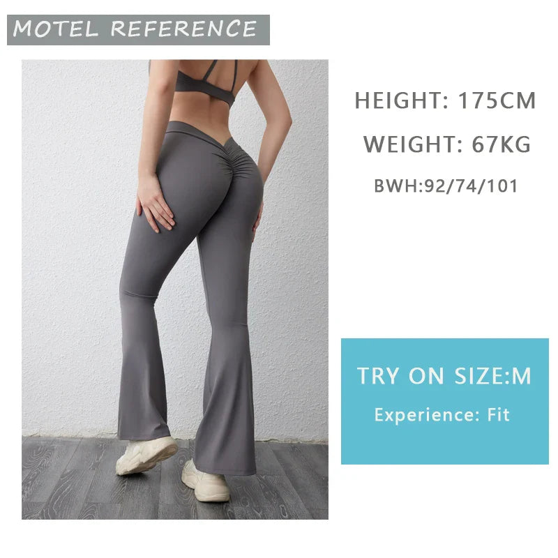 DIAS FIT JOY V-back flared pants yoga hip lifting tight pants wide leg fitness pants Gym exercise running yoga pants