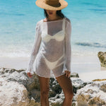 Women Beach Tunic Sexy See-through Beach Dress Summer Beach Cover Up 2024 Women's Beachwear