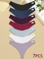 New 7Pcs Women Cotton Waffle Style G-string Panties Ladies Soft Thongs Female S-XL Low-Rise T-Back Panties Bikini Underwear 2024