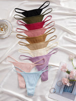 8PCS Women's Ribbed Thong Underwear, Soft Breathable Low Rise G String Panties, Slim Straps Multi-Color Pack