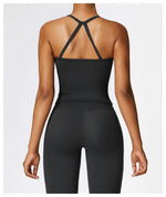 Strappy Sports Bra For Women Gym Workout Tops Sexy Yoga Bra Gather Fitness Push Up Training Running Female Sport Vest
