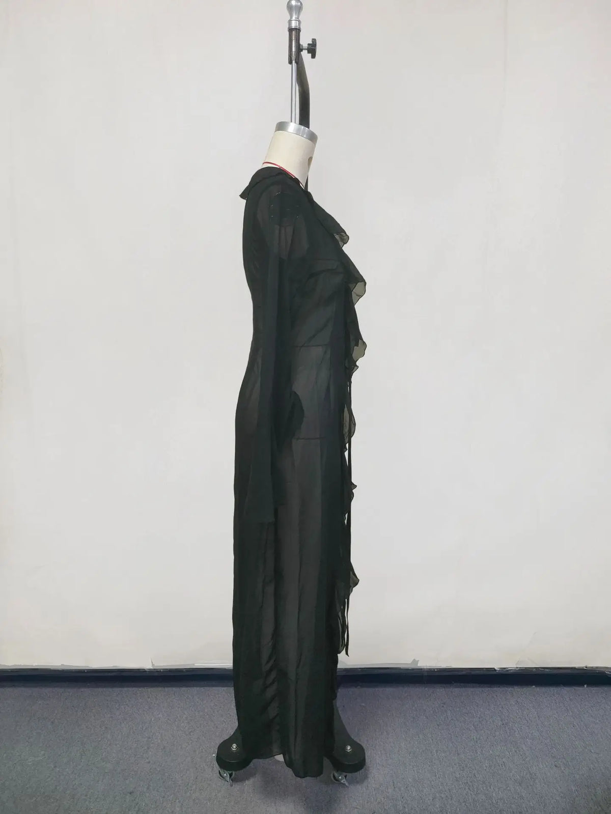 New Chiffon Tunic Beach Cover Up Cover-ups Dress Sunscreen Beachwear Womens Clothing Sexy V Neck Ruffled Long Sleeve Black White