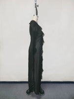 New Chiffon Tunic Beach Cover Up Cover-ups Dress Sunscreen Beachwear Womens Clothing Sexy V Neck Ruffled Long Sleeve Black White