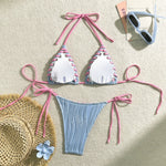 Sexy Micro Bikini 2025 Women Beige Brown Pink Weave Bandage Cross Crochet Swimsuit Brazilian Beach Bathing Suit Thong Swimwear